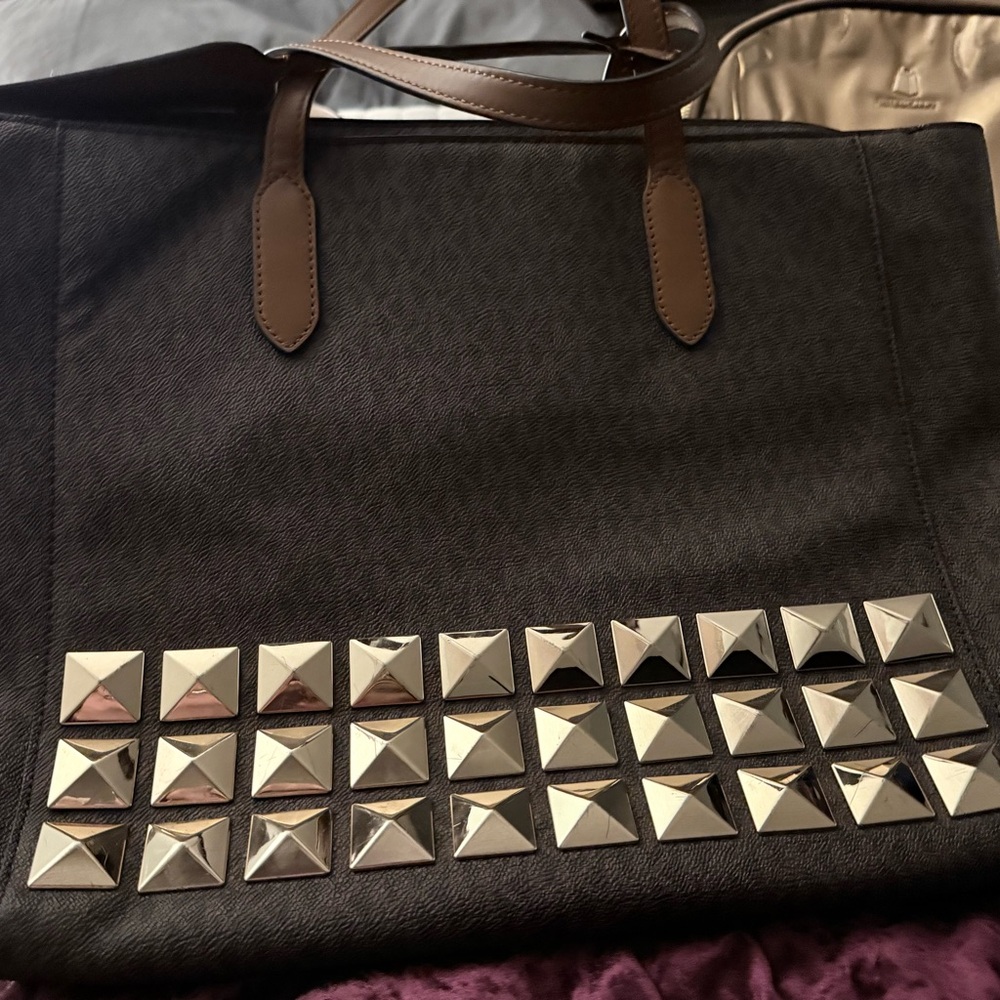 Michael Kors Black Tote with Silver Accents